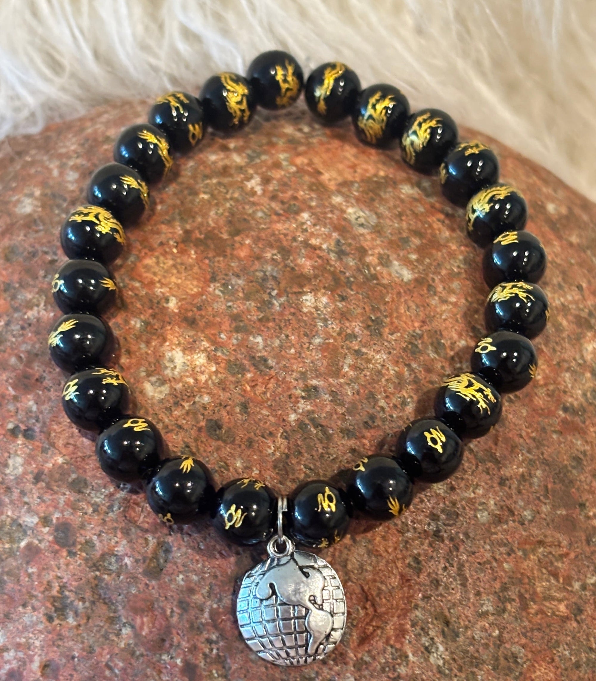 Black Onyx Carved Dragon EARTHLY BEADS