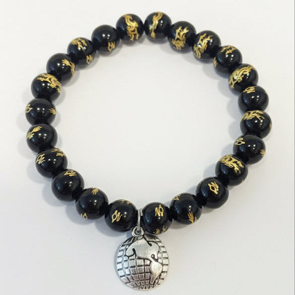 Black Onyx Carved Dragon EARTHLY BEADS